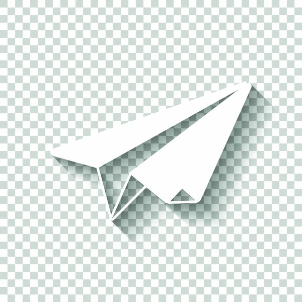 Αεροπλάνο Χαρτί Origami Ανεμόπτερο Λευκό Εικονίδιο Σκιάς Διαφανές Φόντο — Διανυσματικό Αρχείο