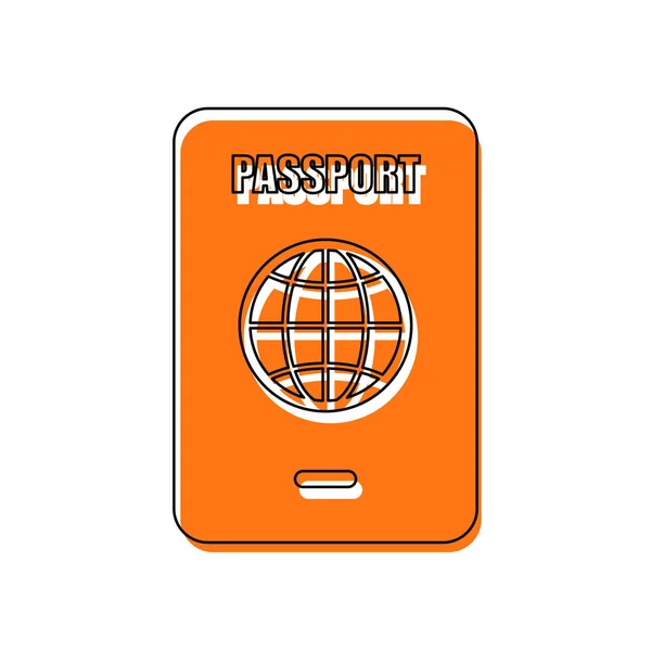 Passport Simple Icon Isolated Icon Consisting Black Thin Contour Orange — Stock Vector