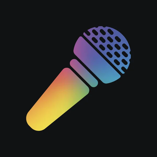 Hands Microphone Icon Rainbow Color Dark Background — Stock Vector