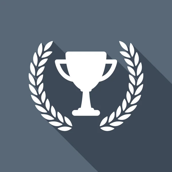 Κύπελλο Πρωταθλητριών Δάφνινο Στεφάνι Απλή Εικόνα Λευκή Επίπεδη Εικονίδιο Μεγάλη — Διανυσματικό Αρχείο