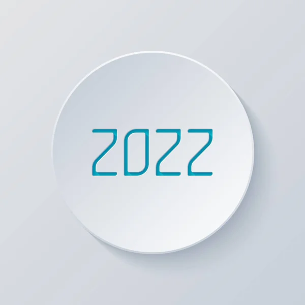 Ícone Número 2022 Feliz Ano Novo Círculo Corte Com Camadas — Vetor de Stock