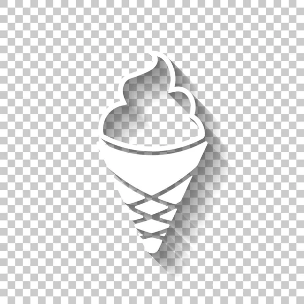 Helado Taza Gofres Icono Simple Icono Blanco Con Sombra Sobre — Archivo Imágenes Vectoriales