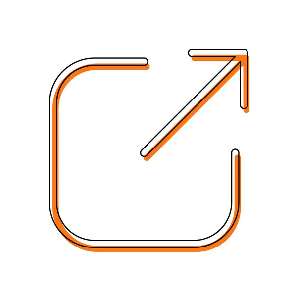 注销或上传 对角线箭头出正方形 由黑色薄轮廓和橙色组成的独立图标在不同的图层上移动填充 白色背景 — 图库矢量图片