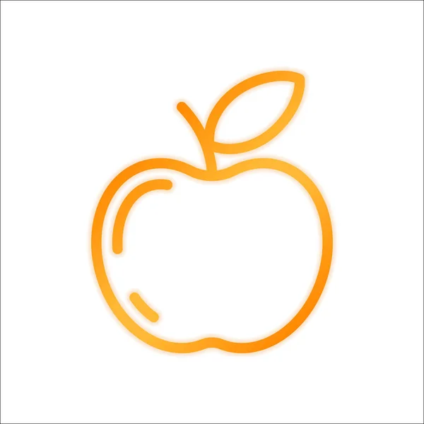 Einfaches Apfelsymbol Umrisse Silhouette Orangefarbenes Schild Mit Wenig Licht Auf — Stockvektor