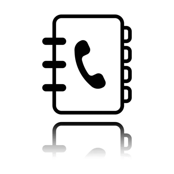 封面上有电话牌子的通讯录 简单的图标 线性符号与薄轮廓 黑色图标 白色背景上有镜面反射 — 图库矢量图片