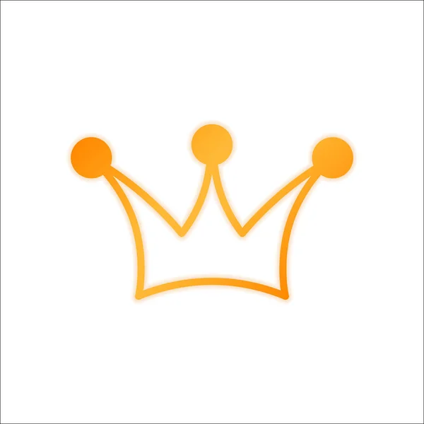 Kronensymbol Orangefarbenes Schild Mit Wenig Licht Auf Weißem Hintergrund — Stockvektor