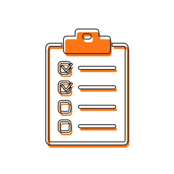 Checklist Icon Isolated Icon Consisting Black Thin Contour Orange Moved — Stock Vector