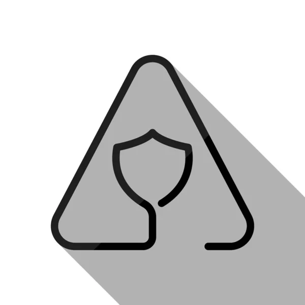 Щит Треугольнике Предупреждения Проблема Защитой Линейная Иконка Тонким Контуром Один — стоковый вектор