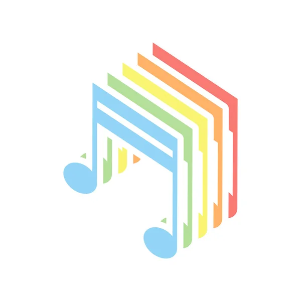 Icono Nota Musical Montón Iconos Isométricos Colores Sobre Fondo Blanco — Vector de stock