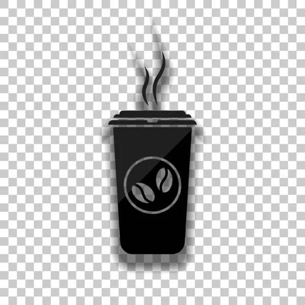 Bir Fincan Sıcak Kahve Simgesi Saydam Arka Plan Üzerinde Yumuşak — Stok Vektör