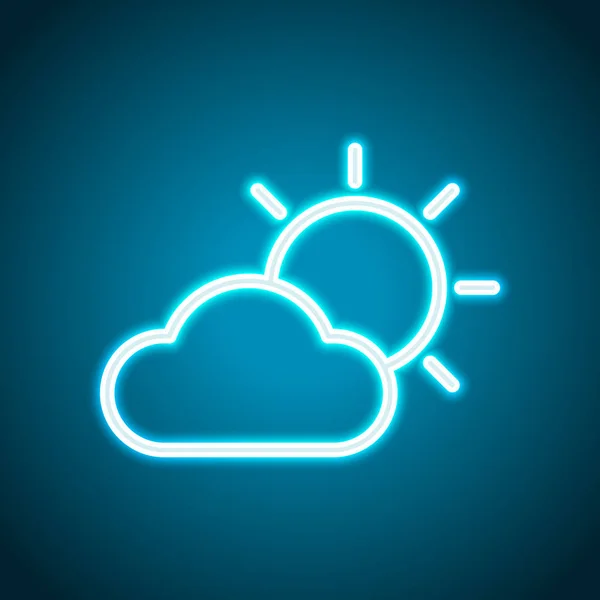 Nap Felhő Időjárás Szimbólum Lineáris Ikon Vékony Vázlat Neon Stílus — Stock Vector