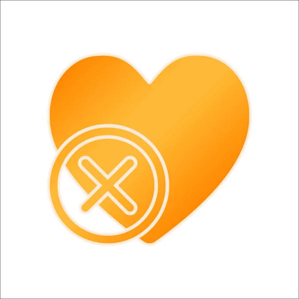 Coeur Avec Croix Silhouette Simple Panneau Orange Avec Faible Luminosité — Image vectorielle