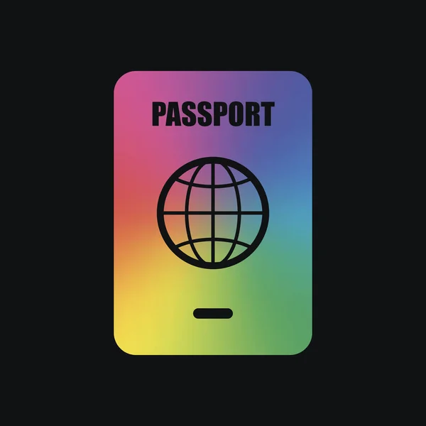 Pasaporte Icono Simple Color Arco Iris Fondo Oscuro — Vector de stock