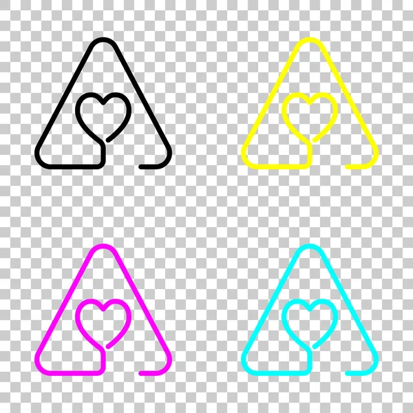 Сердце Треугольнике Линейная Иконка Тонким Контуром Один Стиль Линии Цветной — стоковый вектор
