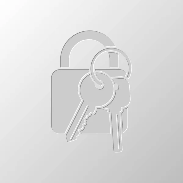 Κλειδαριά Κλειδιών Εικονίδιο Χαρτί Σχεδίασης Cutted Σύμβολο Κουκούτσι Στυλ — Διανυσματικό Αρχείο