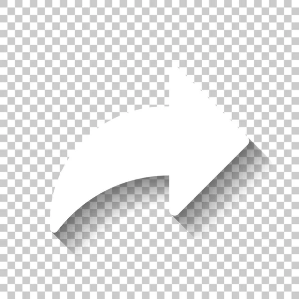 Share Icon Arrow Белый Значок Тенью Прозрачном Фоне — стоковый вектор