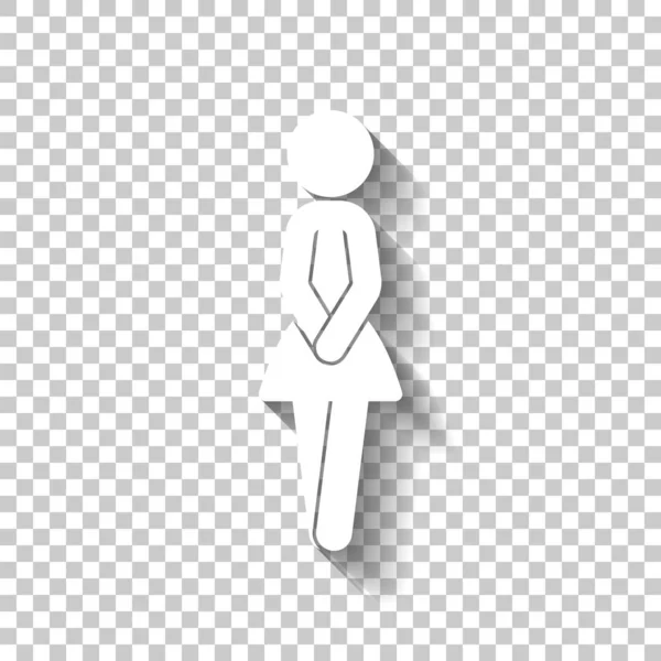 Vrouwelijke Silhouet Vrouw Pictogram Witte Icoon Met Schaduw Transparante Achtergrond — Stockvector