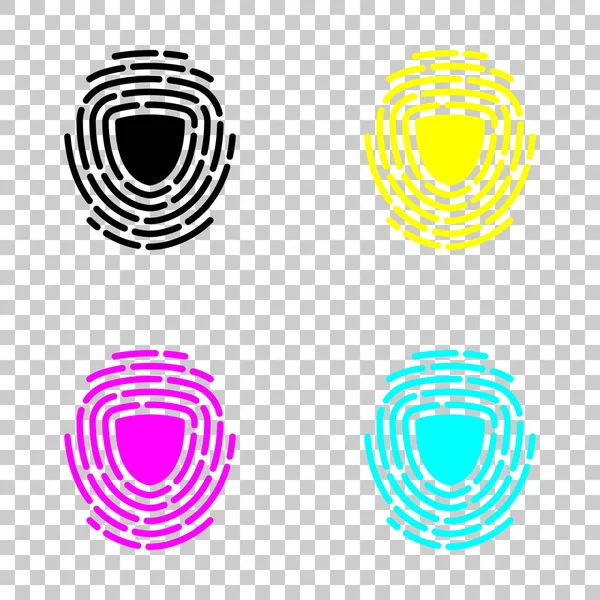 Bouclier Dans Les Empreintes Logo Protéger Identité Privée Une Icône — Image vectorielle