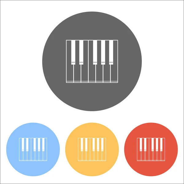 Simple Icône Piano Ensemble Icônes Blanches Sur Les Cercles Colorés — Image vectorielle