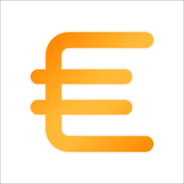 Σύμβολο Του Ευρώ Απλό Εικονίδιο Πορτοκαλί Σημάδι Χαμηλό Φωτισμό Λευκό — Διανυσματικό Αρχείο
