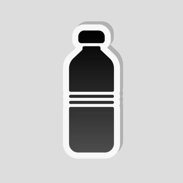 Botella Agua Icono Simple Estilo Etiqueta Con Borde Blanco Sombra — Vector de stock