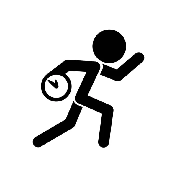 Correndo Homem Com Relógio Ícone Simples Atrasar Uma Situação Desagradável — Vetor de Stock