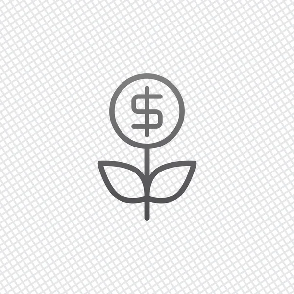 Money Flower Dollar Money Tree Linear Icon Thin Outline Grid — Stock Vector