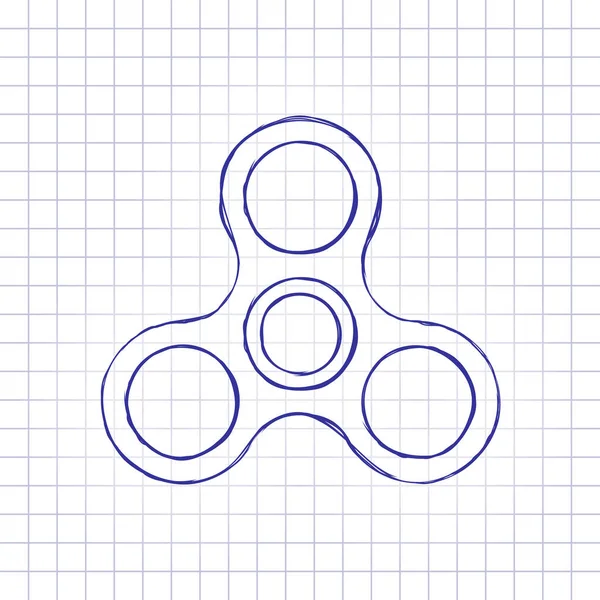 Spinner Symbol Spielzeug Zum Stressabbau Handgezeichnetes Bild Auf Papierblatt Blaue — Stockvektor