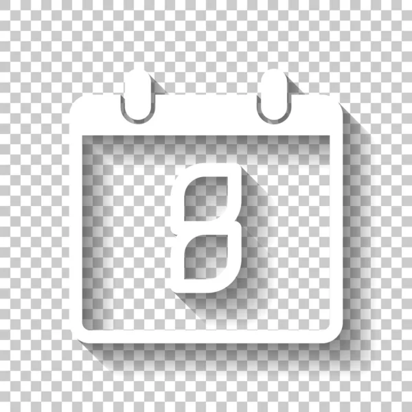 Calendario Con Días Icono Simple Icono Blanco Con Sombra Sobre — Vector de stock