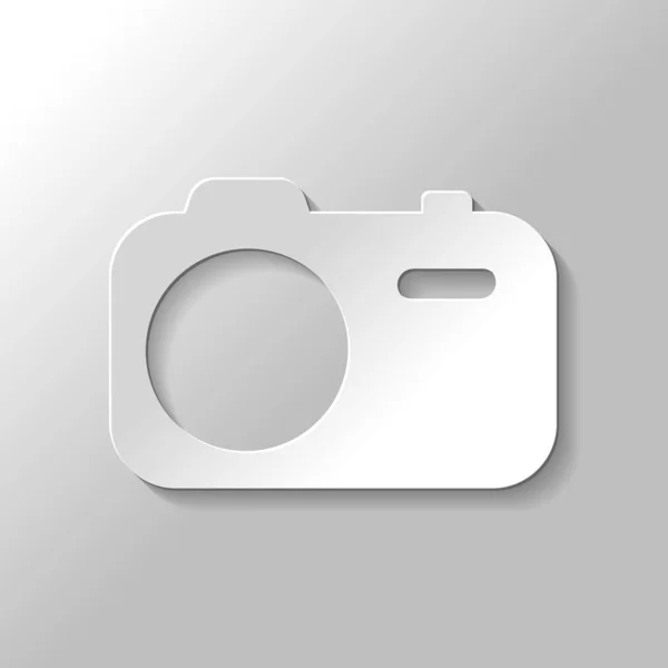 Einfache Fotokamera Technologie Ikone Papierstil Mit Schatten Auf Grauem Hintergrund — Stockvektor