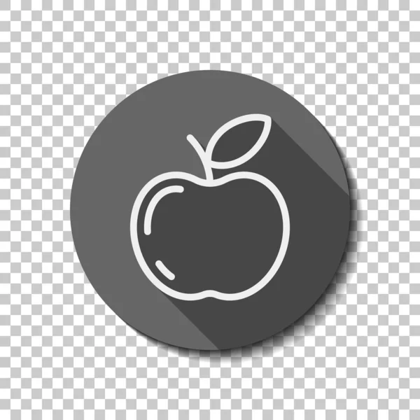 Einfaches Apfelsymbol Umrisse Silhouette Flaches Symbol Langer Schatten Kreis Transparentes — Stockvektor