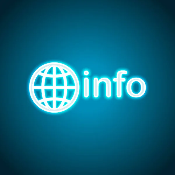 Domein Voor Informatiebronnen Globe Info Neon Stijl Lichte Decoratie Pictogram — Stockvector