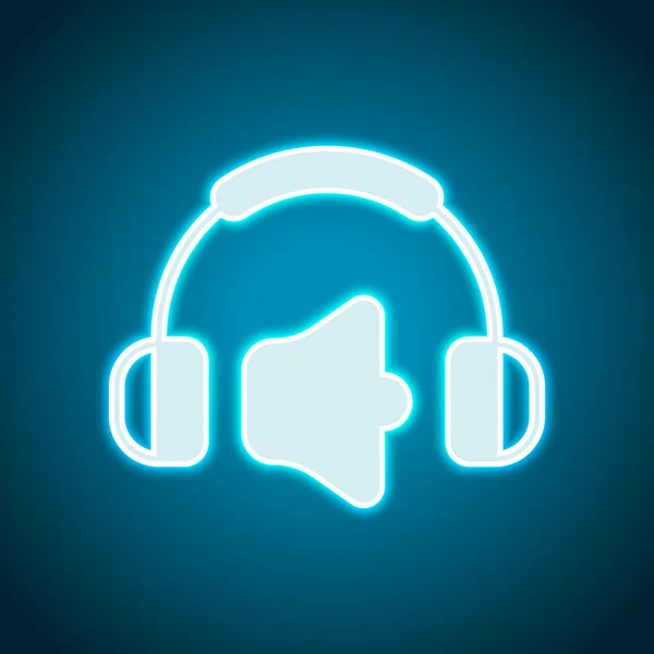 Auriculares Nivel Volumen Nivel Volumen Máximo Icono Simple Estilo Neón — Vector de stock