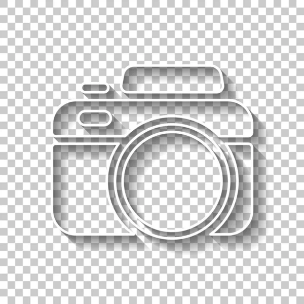 Fotokamera Einfaches Symbol Weißes Umrissschild Mit Schatten Auf Transparentem Hintergrund — Stockvektor