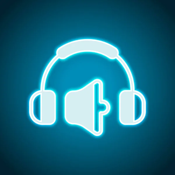 Auriculares Nivel Volumen Nivel Volumen Medio Icono Simple Estilo Neón — Vector de stock