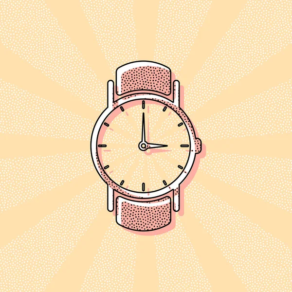 Classique Montre Main Avec Des Flèches Icône Typographie Rétro Vintage — Image vectorielle