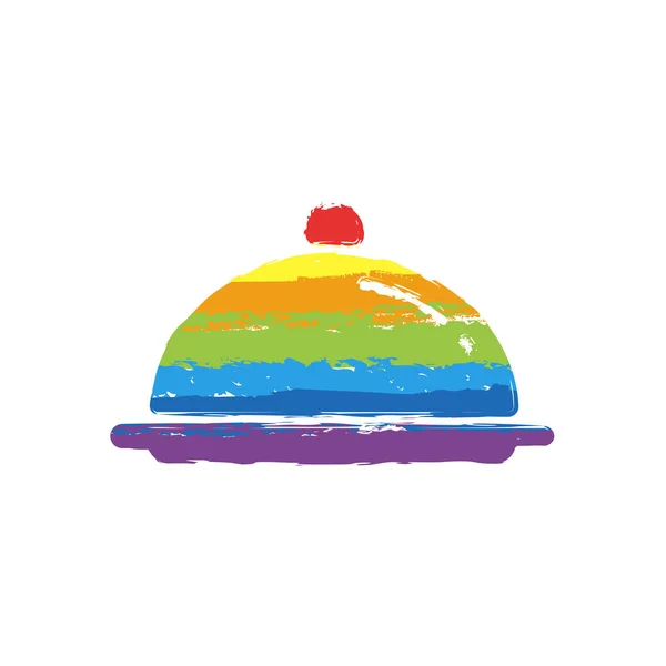 Restaurant Cloche Plateau Icône Restaurant Panneau Dessin Style Lgbt Sept — Image vectorielle