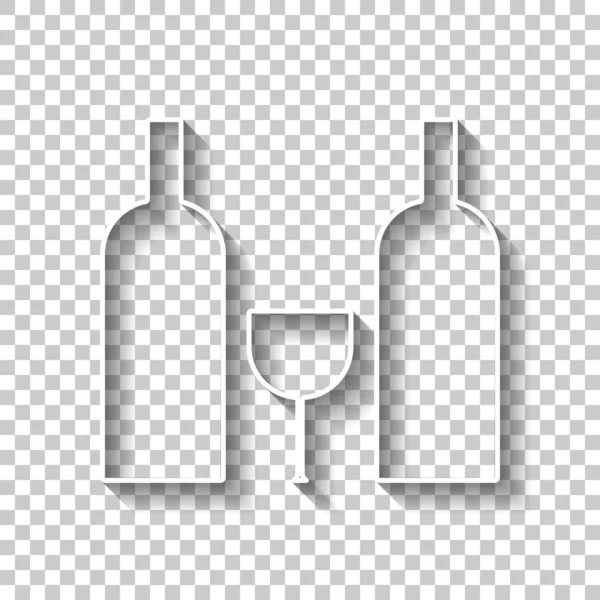 ガラスや瓶のアイコン 透明な背景に影と白いアウトライン記号 — ストックベクタ