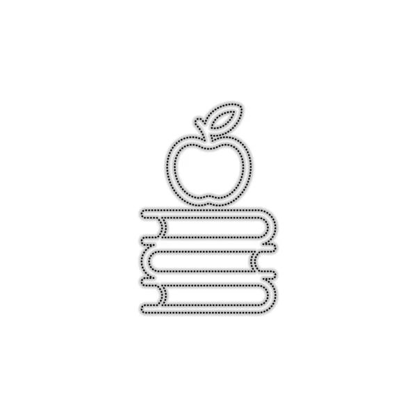 Apple Значок Книги Знання Логотип Силует Пунктирною Структури Тінь Білому — стоковий вектор