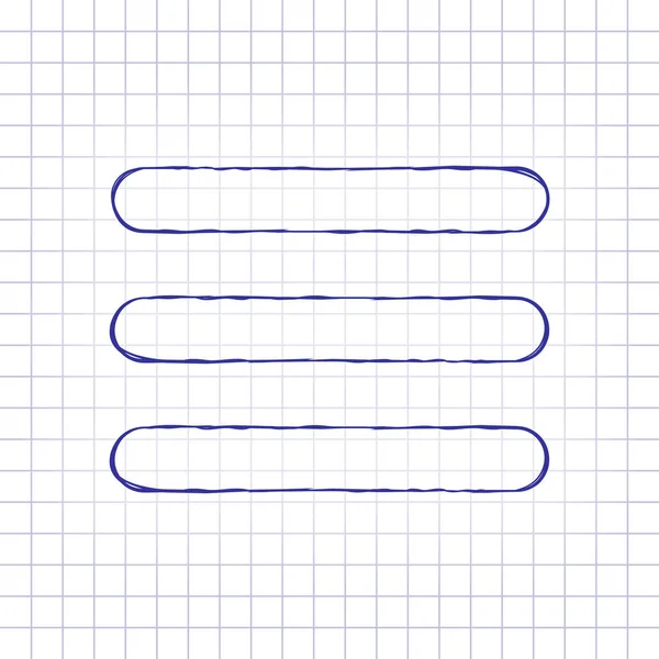 Hamburger Menu Web Icon Hand Drawn Picture Paper Sheet Blue — Stock Vector