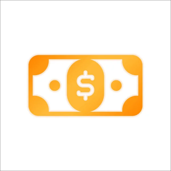 Dollar Biljet Eenvoudige Pictogram Oranje Ondertekenen Met Weinig Licht Witte — Stockvector