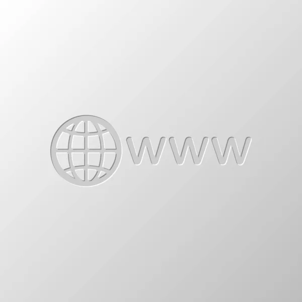 Symbole Internet Avec Globe Www Conception Papier Symbole Coupé Style — Image vectorielle