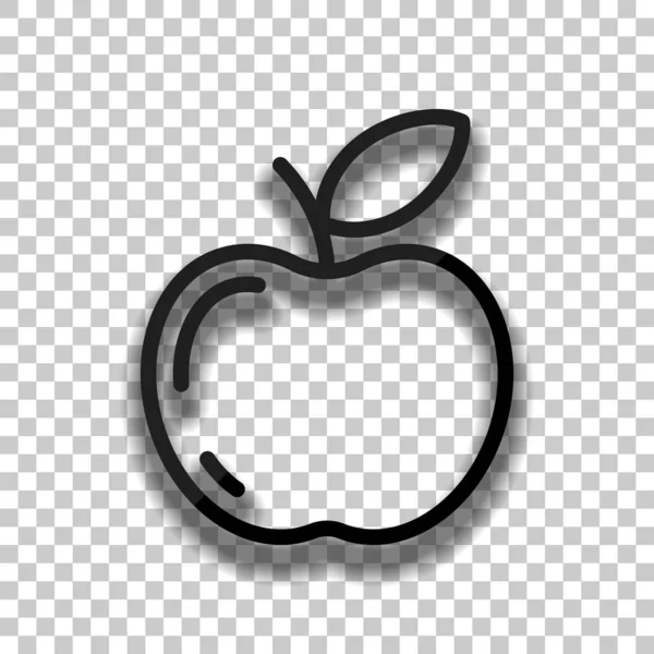 Simple Icône Pomme Décrivez Silhouette Icône Verre Noir Avec Ombre — Image vectorielle