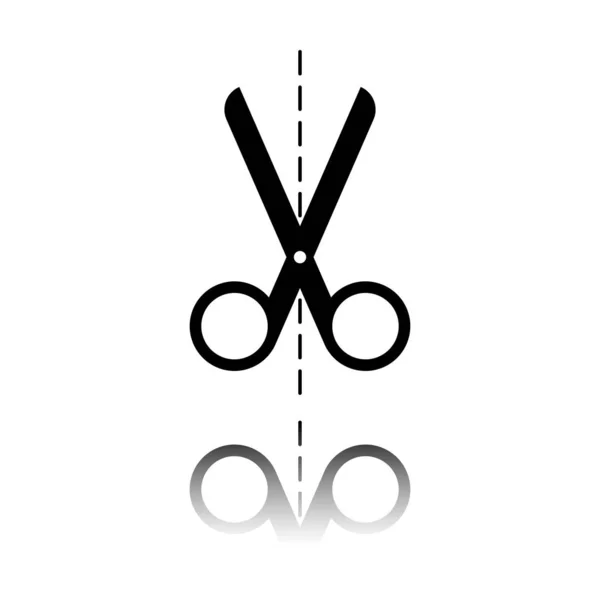 Scherensymbol Schwarzes Symbol Mit Spiegelreflexion Auf Weißem Hintergrund — Stockvektor