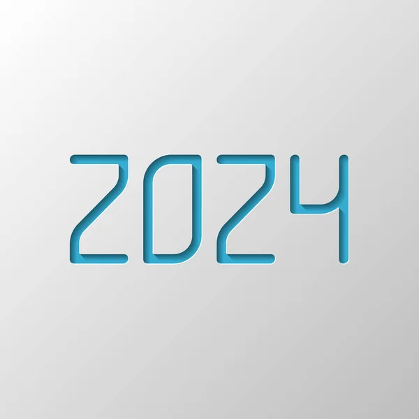 Ícone Número 2024 Feliz Ano Novo Desenho Papel Símbolo Cortado —  Vetores de Stock