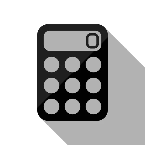 Semplice Icona Calcolatrice Oggetto Nero Con Lunga Ombra Sfondo Bianco — Vettoriale Stock
