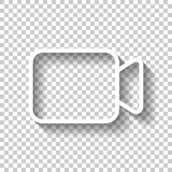 Video Camera Icon Linear Thin Outline White Icon Shadow Transparent — Stock Vector