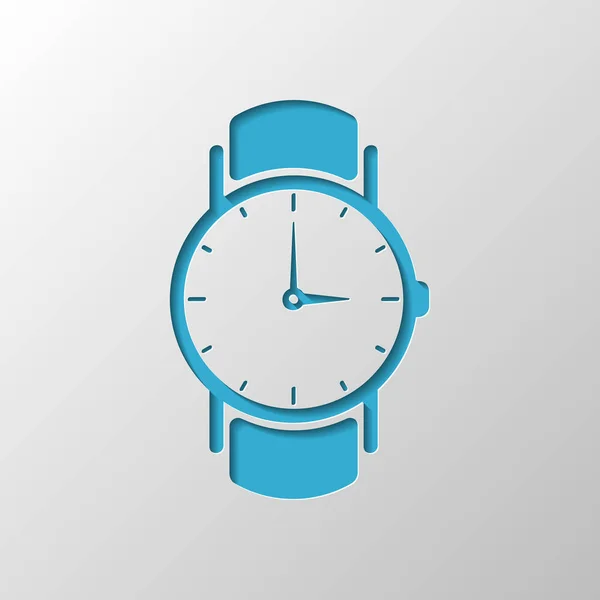 Reloj Mano Clásico Con Flechas Icono Diseño Papel Símbolo Cortado — Vector de stock