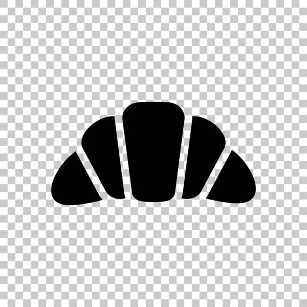 Kruvasan silüeti. Simge yiyecek. Saydam arka plan siyah sembolü