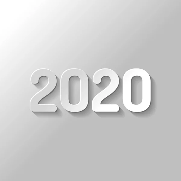 Icona Del Numero 2020 Felice Anno Nuovo Stile Carta Con — Vettoriale Stock